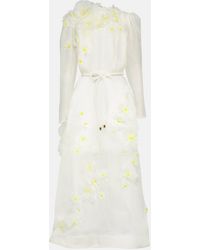 Zimmermann - Daisy Floral-applique Linen And Silk Midi Dress - Lyst