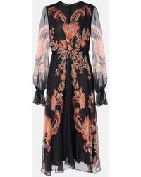 Etro - Floral Silk Midi Dress - Lyst