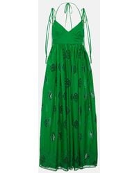Erdem - Besticktes Midikleid Aus Einem Baumwollgemisch - Lyst