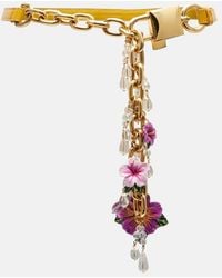 Dolce & Gabbana - Embellished Floral Leather And Chain Belt - Lyst