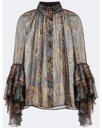 Etro - Printed Silk-Blend Blouse - Lyst