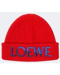 Loewe - Logo Ribbed-Knit Wool Beanie - Lyst