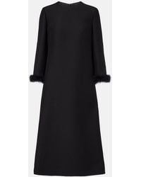 Valentino - Crepe Couture Feather-Trimmed Midi Dress - Lyst
