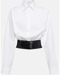 Alaïa - Camicia in popeline di cotone con cintura - Lyst