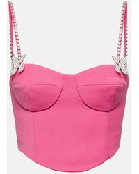 Area - Embellished Wool Bustier - Lyst