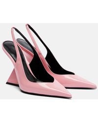 The Attico - Cheope Patent Leather Slingback Wedges - Lyst