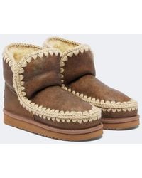 Mou - Shearling-Lined Leather Ankle Boots - Lyst