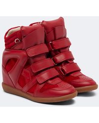 Isabel Marant - Beckett Leather And Suede Wedge Sneakers - Lyst