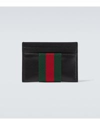 Gucci - Web Trademark Leather Card Holder - Lyst