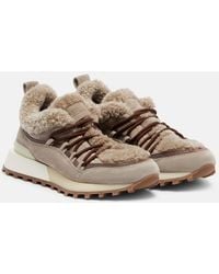 Brunello Cucinelli - Shearling-Lined Suede Sneakers - Lyst