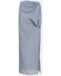 Brunello Cucinelli - Striped Cotton And Silk Wrap Skirt - Lyst