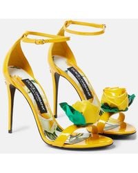 Dolce & Gabbana - Sandali Keira in vernice con applicazione - Lyst