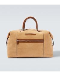 Kiton - Leather-Trimmed Suede Duffel Bag - Lyst