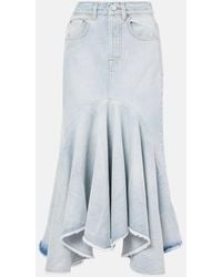 Vetements - Denim Godet Midi Skirt with Buttons - Lyst