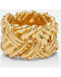Bottega Veneta - Ring Intreccio Aus Sterlingsilber, 18Kt Vergoldet - Lyst