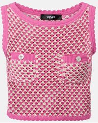 Versace - Crochet Cotton-Blend Crop Top - Lyst