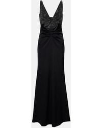 Roland Mouret - Floral-Applique Embellished Satin Crepe Gown - Lyst