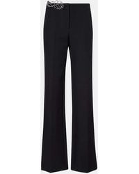 Blumarine - Embellished Crepe Cady Flared Pants - Lyst