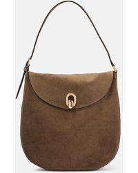 SAVETTE - Schultertasche Tondo Large Aus Veloursleder - Lyst