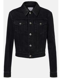 Bottega Veneta - Intrecciato Leather-Trimmed Denim Jacket - Lyst