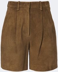 JOSEPH - Suze Pleated Suede Shorts - Lyst