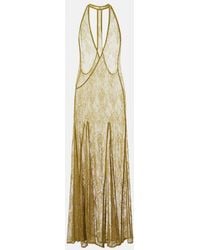 Adriana Degreas - Sheer Open-Back Lace Maxi Dress - Lyst