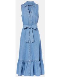 Veronica Beard - Edwina Belted Denim Midi Dress - Lyst