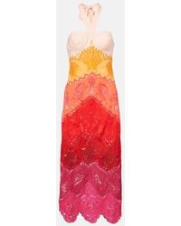FARM Rio - Printed Cotton And Linen Midi Dress - Lyst