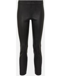 Vince - Cropped Slim Leather Pants - Lyst