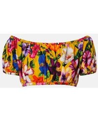 Dolce & Gabbana - Floral Off-Shoulder Cotton Crop Top - Lyst