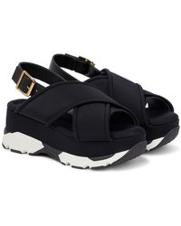 Marni Leather Platform Clog Sandals in Black | Lyst