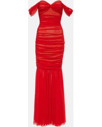 Norma Kamali - Walter Off-shoulder Mesh Gown - Lyst