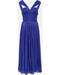 Costarellos - Twist-front Pleated Metallic Crepon Gown - Lyst