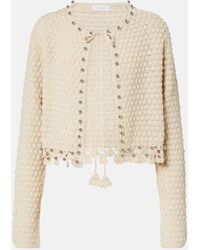 Rabanne - Embellished Crochet Cotton Cardigan - Lyst