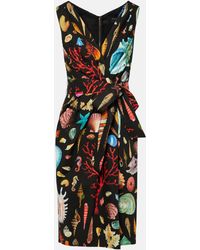 Dolce & Gabbana - Capri Printed Tie-detail Cotton Midi Dress - Lyst