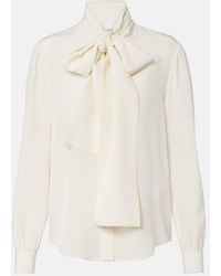 Saint Laurent - Tie-Neck Silk Blouse - Lyst