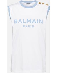 Balmain - Logo Cotton Jersey Tank Top - Lyst