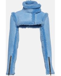 LAQUAN SMITH - Shearling-trimmed Cropped Leather Jacket - Lyst