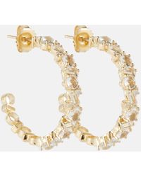 Suzanne Kalan - 14kt Gold Hoop Earring With Diamonds And White Topaz - Lyst