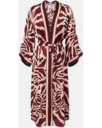 Poupette - Erica Printed Satin Kaftan - Lyst