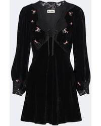 RIXO London - Carolina Lace-Trimmed Velvet Minidress - Lyst