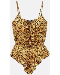 Versace - Bedruckter Body Aus Seidensatin - Lyst