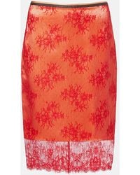 JACQUES WEI - Bestickter Midirock Aus Spitze Mit Leder - Lyst
