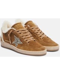 Golden Goose - Ball Star Shearling-Trimmed Suede Sneakers - Lyst