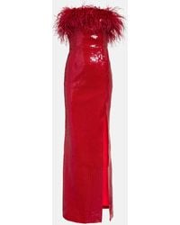 Rebecca Vallance - Nika Sequined Feather-trimmed Gown - Lyst