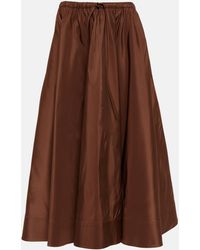 Valentino - Pleated Silk Midi Skirt - Lyst
