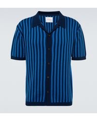 King & Tuckfield Striped Wool Bowling Shirt - Blue