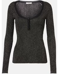 Chloé - Ribbed-Knit Lurex Henley Shirt - Lyst