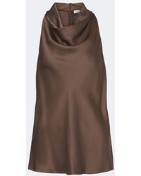 Brunello Cucinelli - Draped Silk Top - Lyst