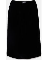 Prada - Lace-Trimmed Velvet Midi Skirt - Lyst